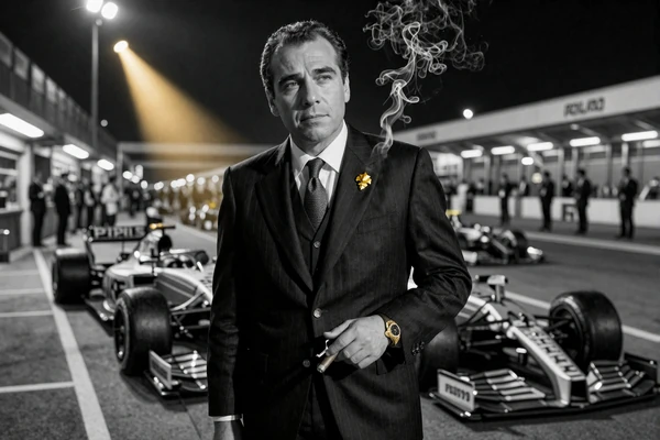 Don im Pinstripe-Anzug an der F1 Grand Prix Strecke - SlotMafia VIP Reise