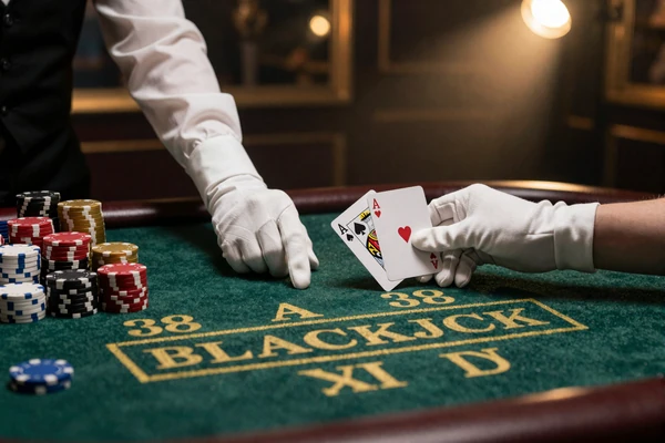 Speed Blackjack Live Tisch mit Dealer Karten Pik K&ouml;nig Herz Ass